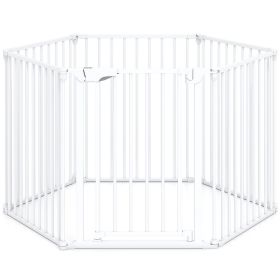 Extra Wide Baby Gate Fits 34.5-154" Openings 6-Panel Adjustable Pet Safety Fence
