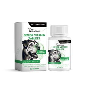 Senior Dog Vitamin Tablets, Multivitamin Supplement For Older Dogs, Support Immunity, Eyes, Skin & Bone Health, 80 Chewable Tablets (Option: 1box)