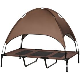 48" x 36" Elevated Portable Dog Cot Cooling Pet Bed with UV Protection Canopy Shade, Coffee (Option: Coffee-910x230x100 mm)